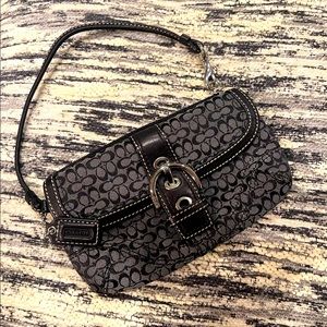 Coach Signature Black Buckle Wristlet